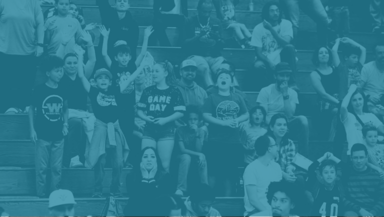 shot of the crowd at a sharks basketball game